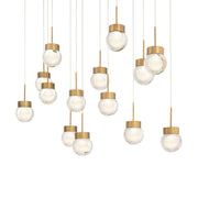 Double Bubble 14-Light Linear Pendant in Aged Brass