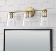 Baker 3-Light Bath Vanity Light in Aged Brass