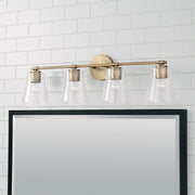 Baker 4-Light Bath Vanity Light in Aged Brass