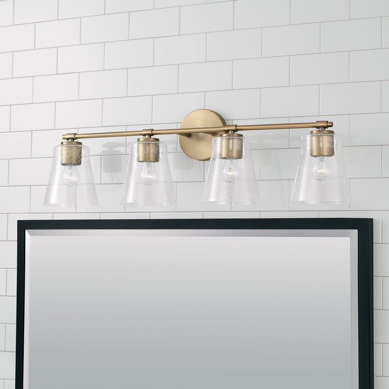 Baker 4-Light Bath Vanity Light in Aged Brass