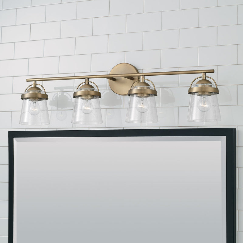 Madison 4-Light Bath Vanity Light in Aged Brass