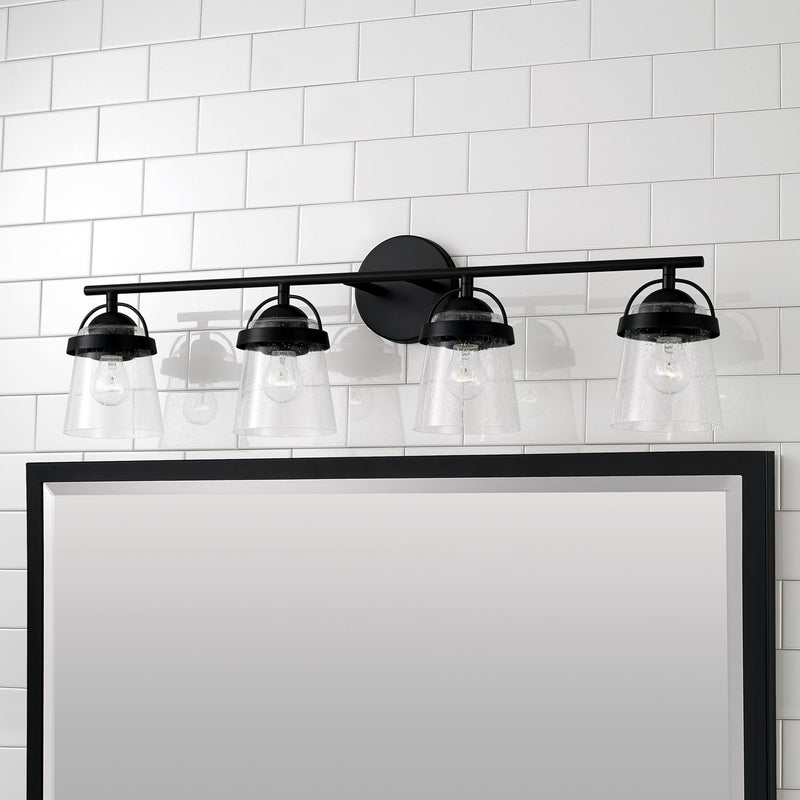 Madison 4-Light Bath Vanity Light in Matte Black