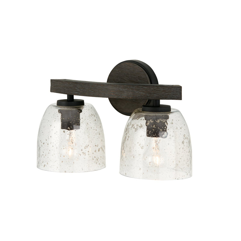 Clive 2-Light Bath Vanity Light in Carbon Grey and Black Iron