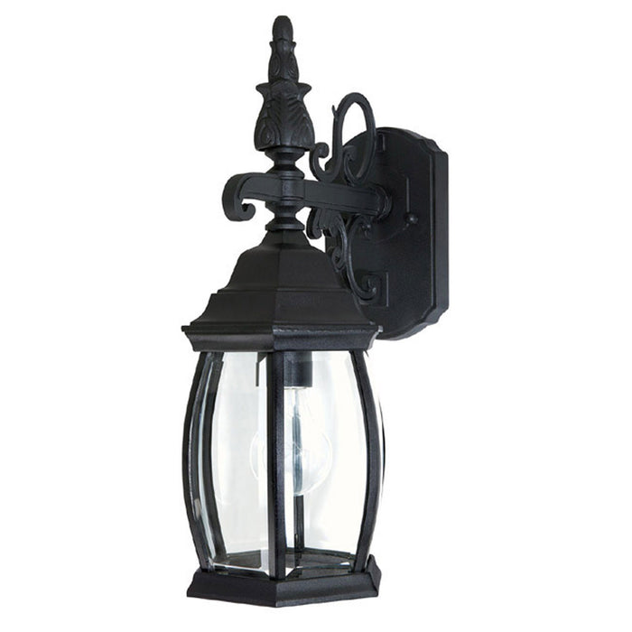 French Country 1 Light Outdoor Wall Lantern in Black