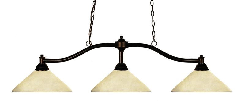 Chance 3 Light 50" Billiard, Glass Shades (A14) in Golden Mottle