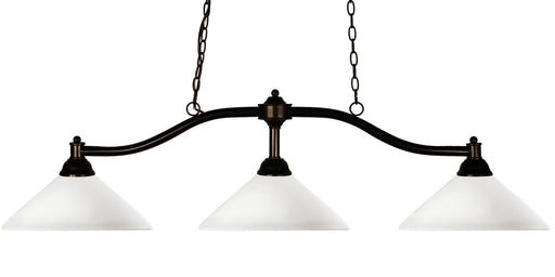 Chance 3 Light 50" Billiard, Glass Shades (A14) in Matte Opal