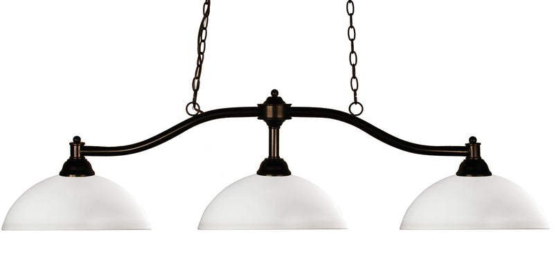 Chance 3 Light 50" Billiard, Glass Shades (D14) in Matte Opal