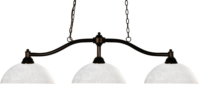 Chance 3 Light 50" Billiard, Glass Shades (D14) in White Linen