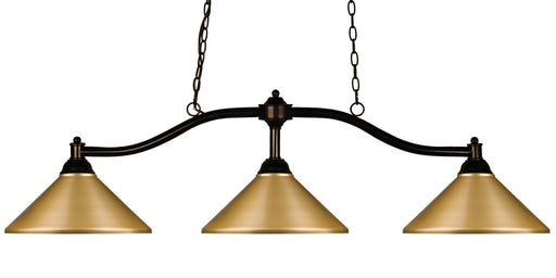 Chance 3 Light 50" Billiard, Metal Shades in Satin Gold