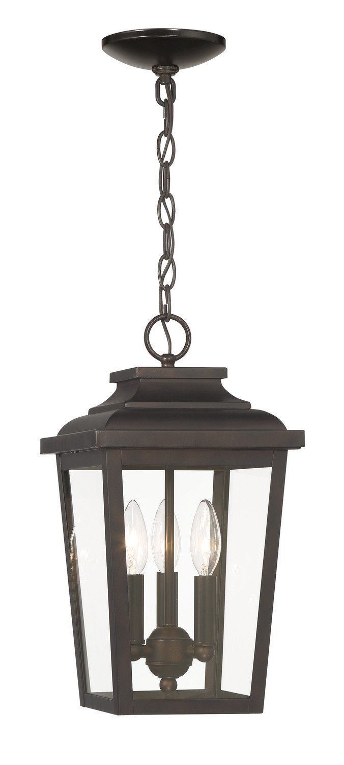 Irvington Manor 3-Light Outdoor Lantern Pendant in Chelesa Bronze