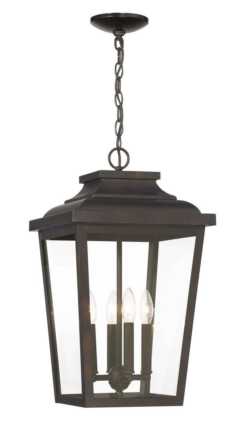 Irvington Manor 4-Light Outdoor Lantern Pendant in Chelesa Bronze