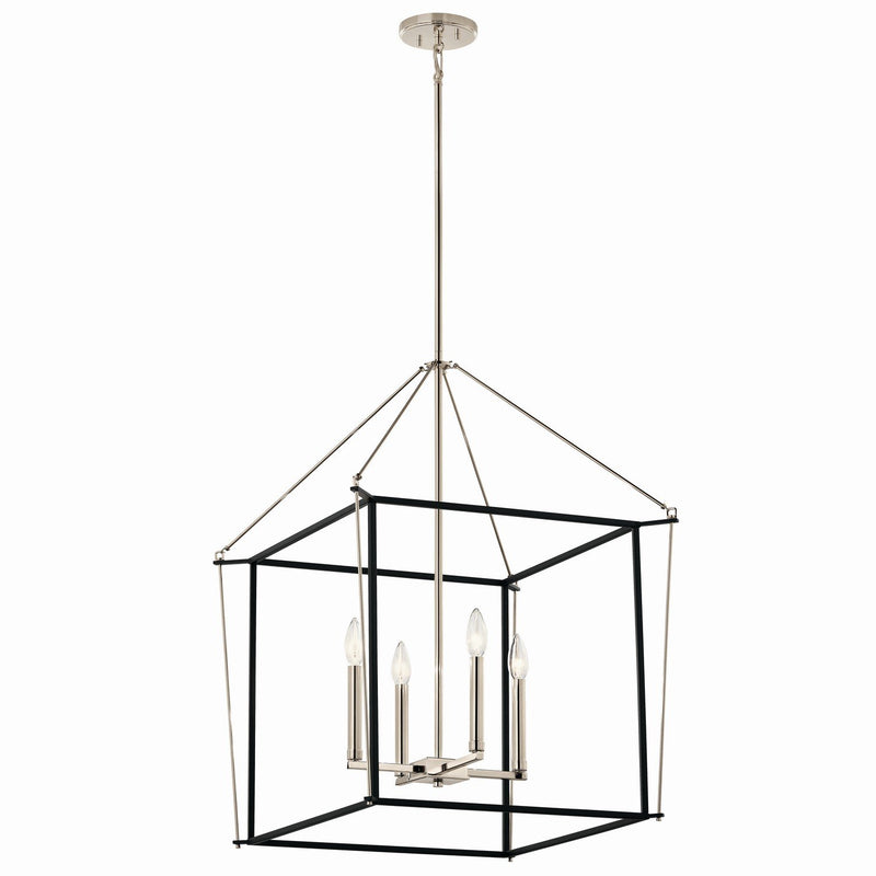 Eisley 4-Light 22.25" Lantern Pendant in Polished Nickel