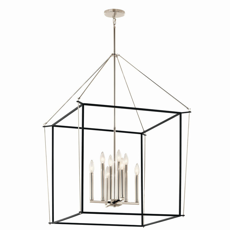 Eisley 8-Light 28.25" Lantern Pendant in Polished Nickel