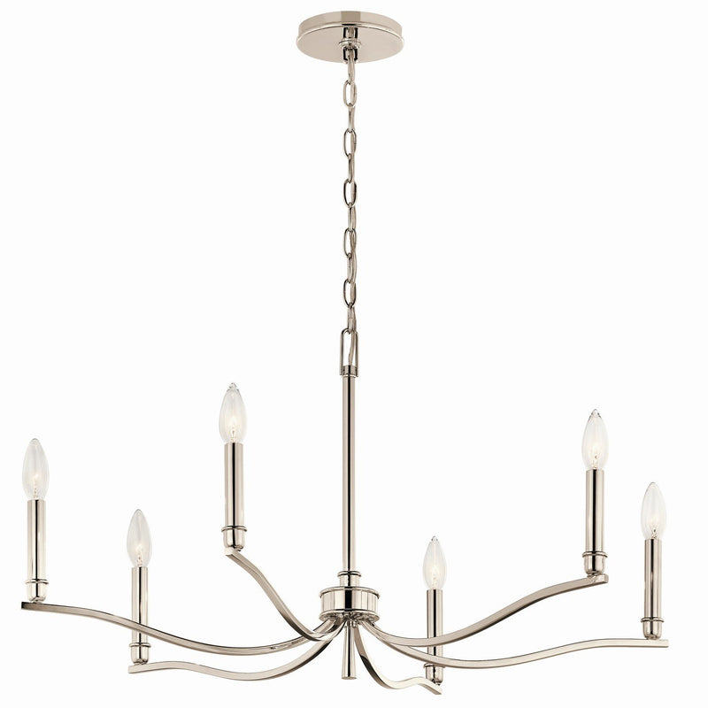 Malene 6-Light 32" Chandelier in Polished Nickel