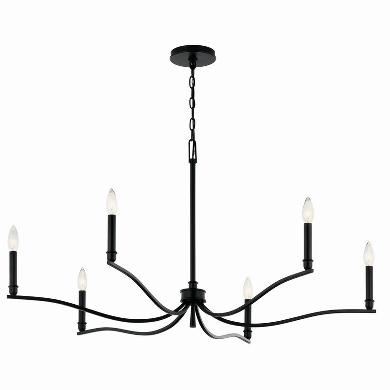 Malene 6-Light 42" Chandelier in Black