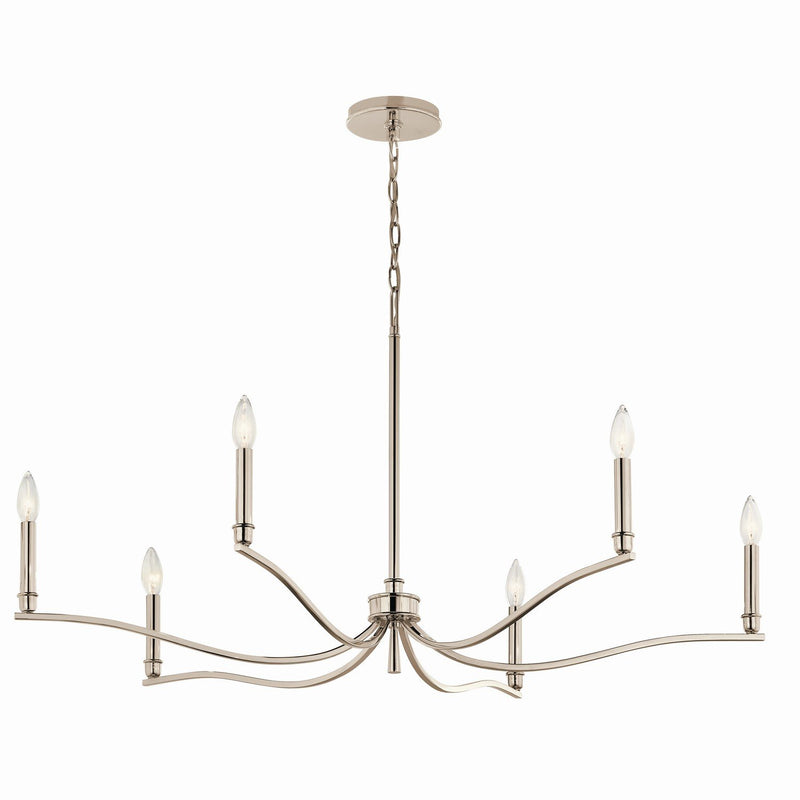Malene 6-Light 42" Chandelier in Polished Nickel