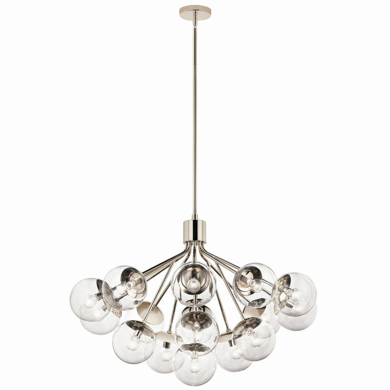 Silvarious 16-Light Convertible Chandelier in Polished Nickel