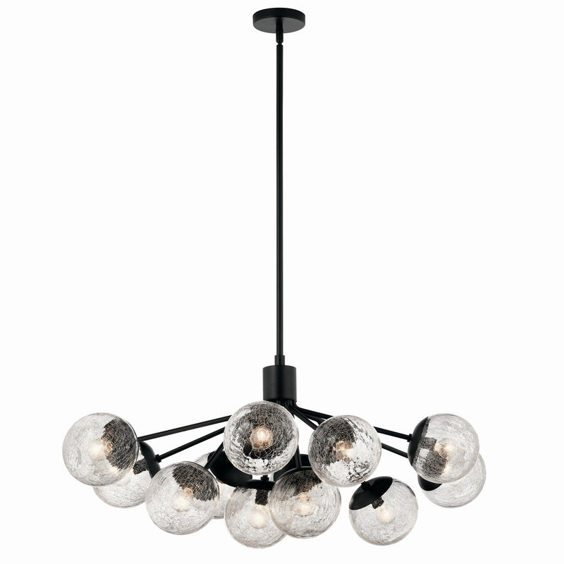 Silvarious 12-Light Linear Convertible Chandelier in Black