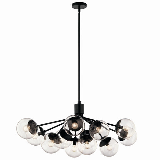 Silvarious 12-Light Linear Convertible Chandelier in Black