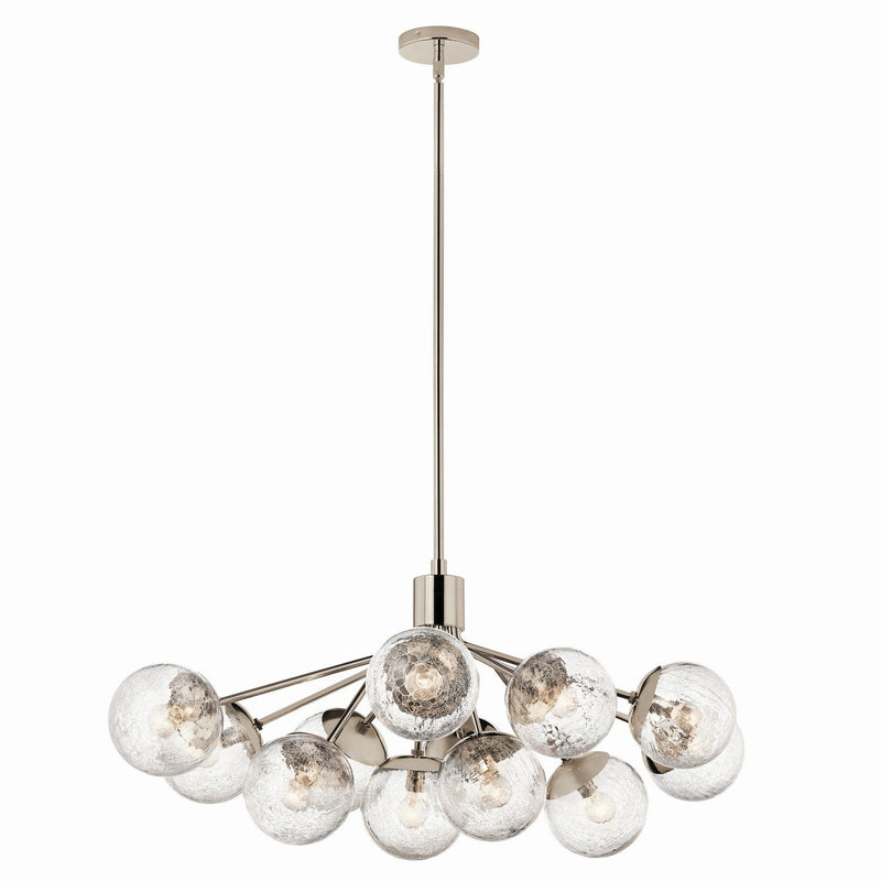 Silvarious 12-Light Linear Convertible Chandelier in Polished Nickel