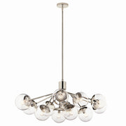 Silvarious 12-Light Linear Convertible Chandelier in Polished Nickel