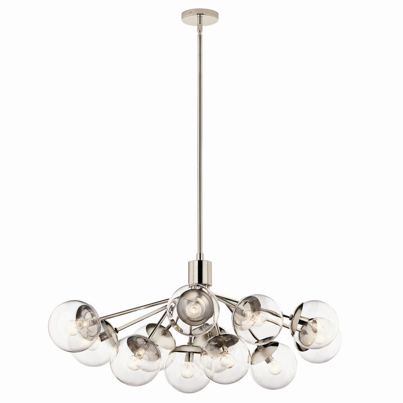 Silvarious 12-Light Linear Convertible Chandelier in Polished Nickel