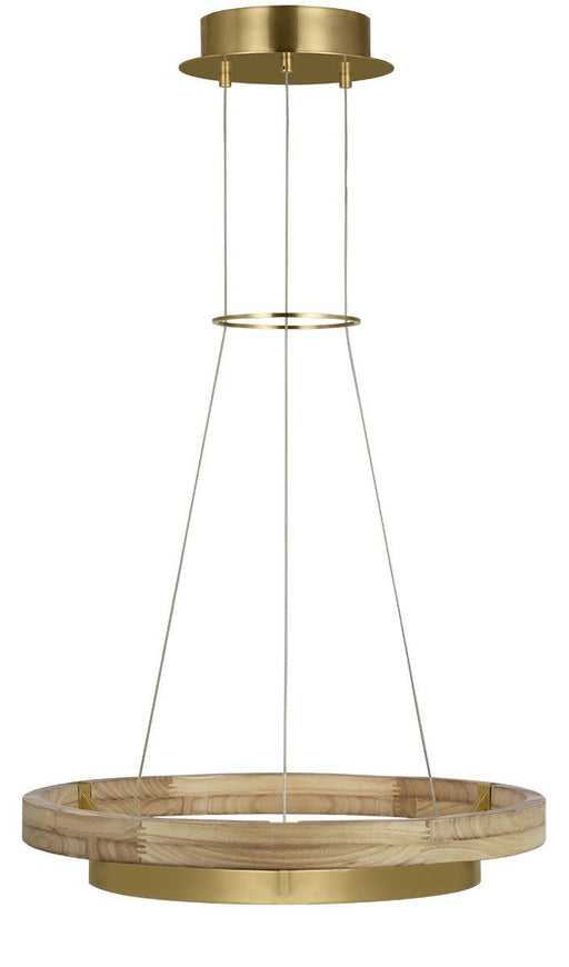 Grace 24 Chandelier in Hand Rubbed Antique Brass and Natural Oak