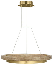 Grace 30 Chandelier in Hand Rubbed Antique Brass and Natural Oak