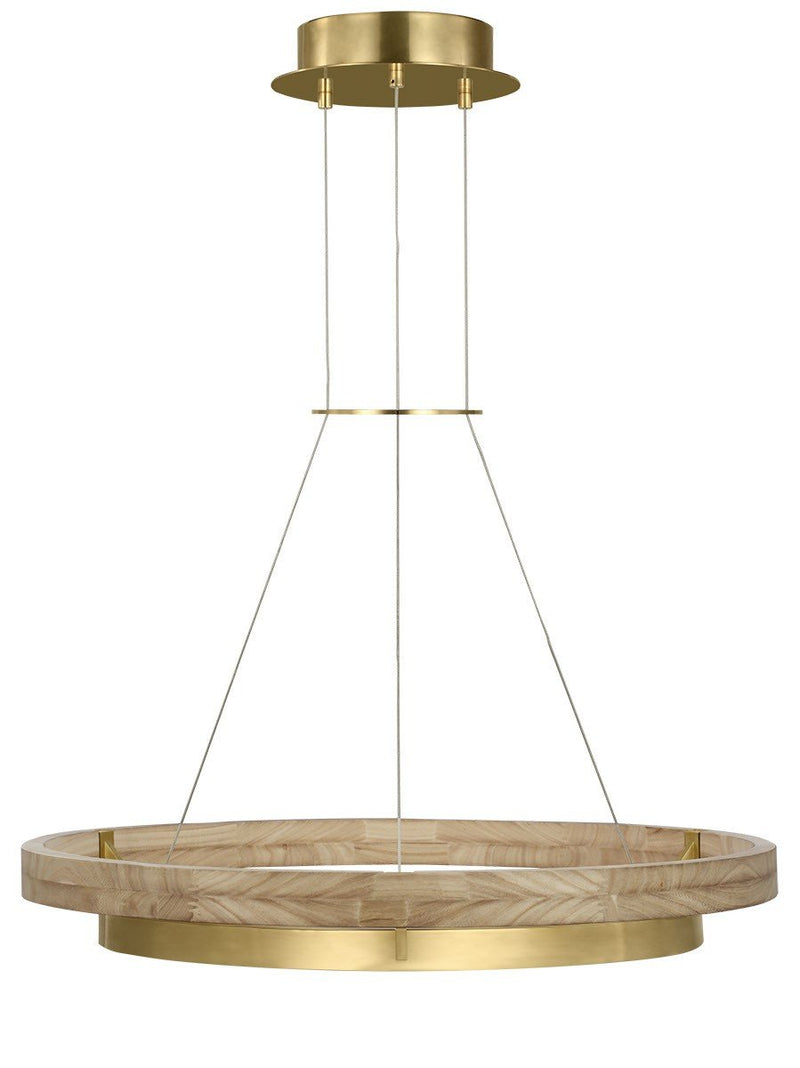 Grace 30 Chandelier in Hand Rubbed Antique Brass and Natural Oak