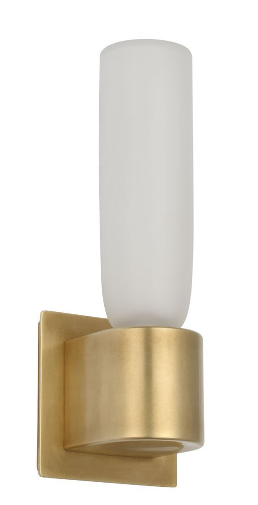 Volver Small Single Wall Sconce in Clear Etched Hand Rubbed Antique Brass