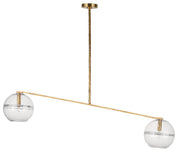 Lowing Medium Wide 2-Light Linear Pendant in Clear Polished Antique Brass