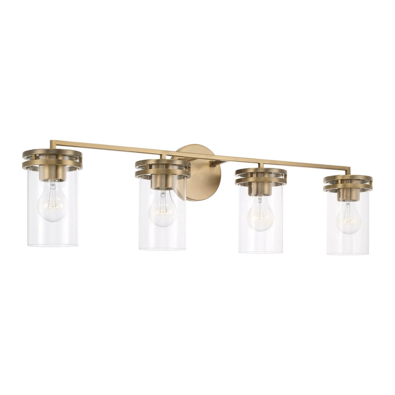 Fuller 4-Light Bath Vanity Light in Aged Brass
