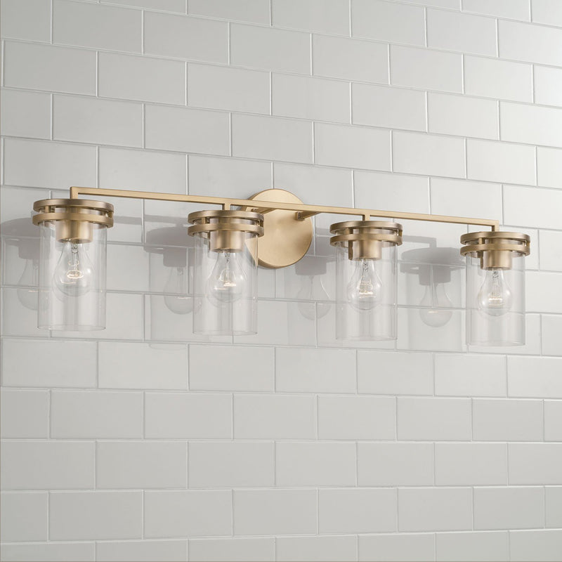 Fuller 4-Light Bath Vanity Light in Aged Brass
