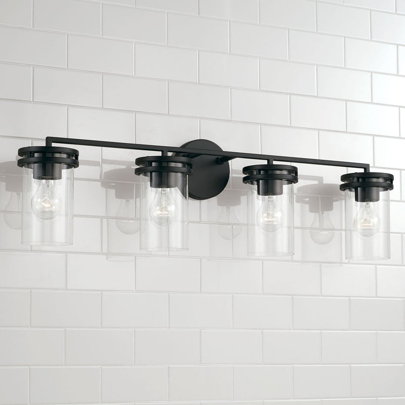 Fuller 4-Light Bath Vanity Light in Matte Black