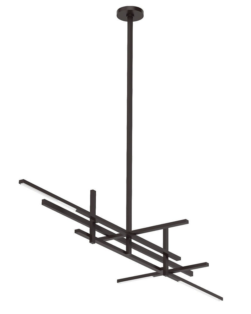 Cityscape Stacked X-Large 6-Light Linear Pendant in Clear Crystal Bronze