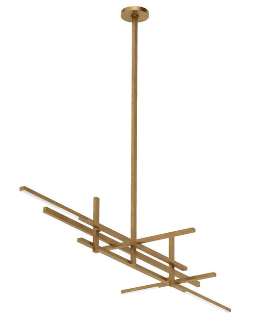 Cityscape Stacked X-Large 6-Light Linear Pendant in Clear Crystal Hand Rubbed Antique Brass