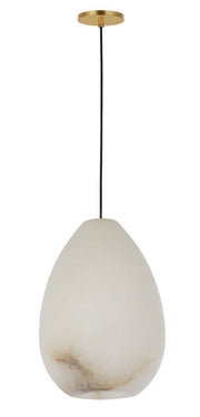Alina Alabaster Small Pendant in Alabaster Hand Rubbed Antique Brass