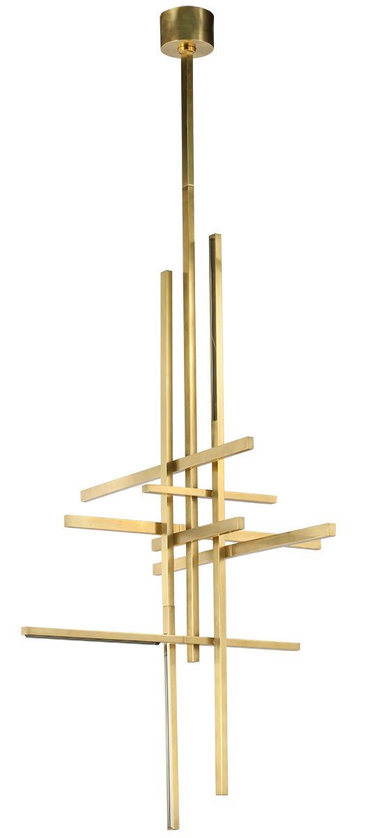 Cityscape X-Large 6-Light Chandelier in Clear Crystal Hand Rubbed Antique Brass