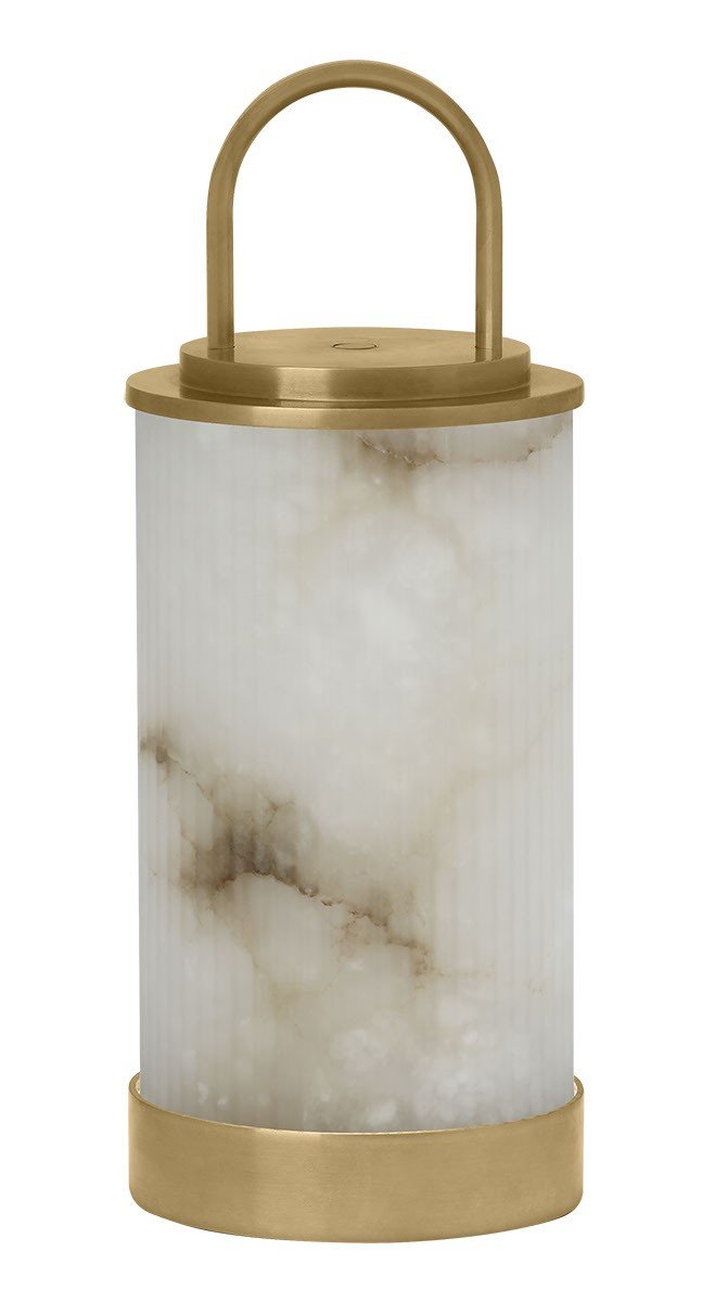 Tawa Alabaster Accent Rechargeable Table Lamp in Alabaster Hand Rubbed Antique Brass