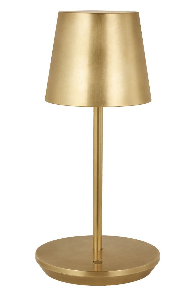 Nevis Short Accent Rechargeable Table Lamp in Hand-Rubbed Antique Brass with Aluminum or Brass Glass