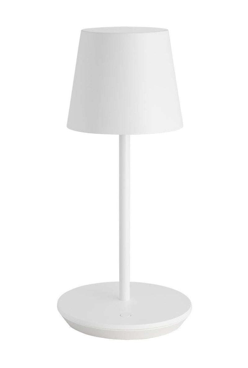 Nevis Short Accent Rechargeable Table Lamp in Matte White with Aluminum or Brass Glass