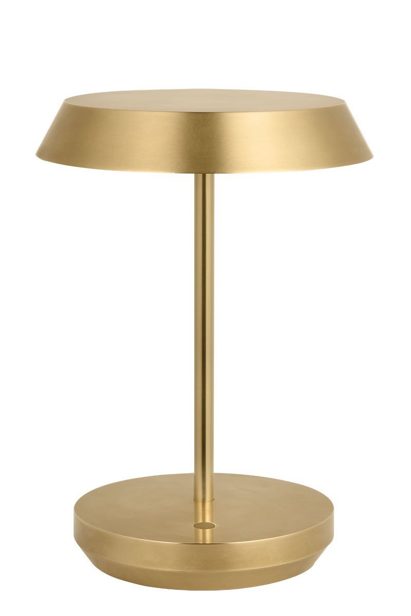 Tepa Short Accent Rechargeable Table Lamp in Hand Rubbed Antique Brass with Aluminum or Brass Glass