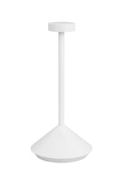 Moneta Short Accent Rechargeable Table Lamp in Matte White with Aluminum or Brass Glass