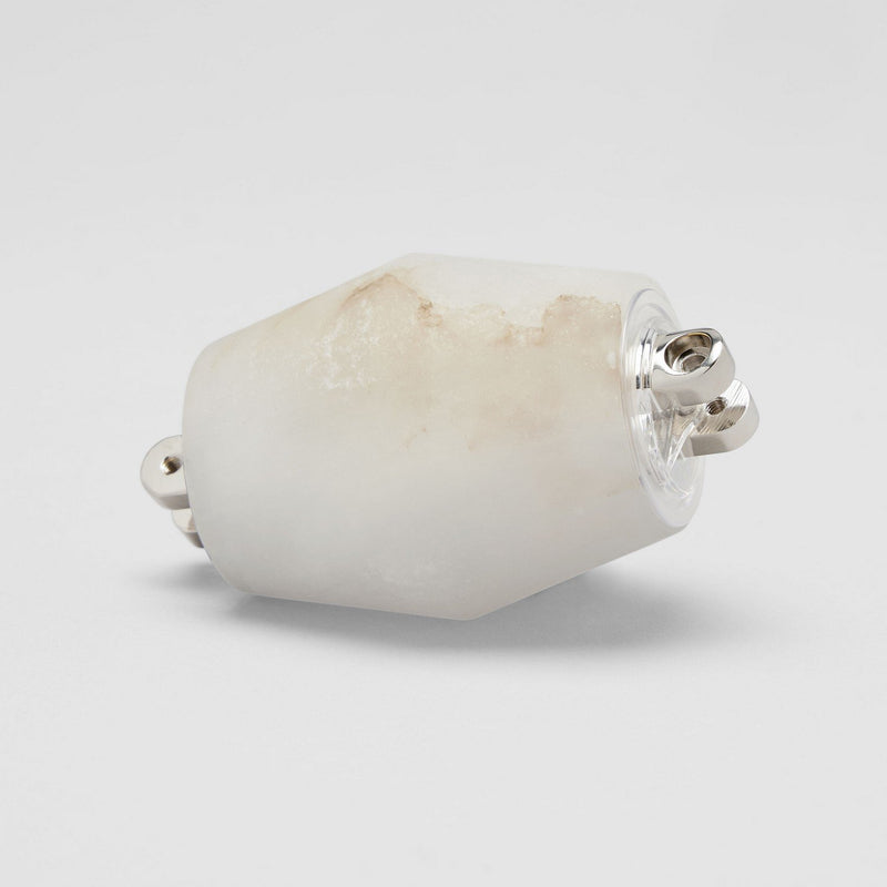Collier Alabaster 132 Pendant in Polished Nickel with Natural/cream Glass