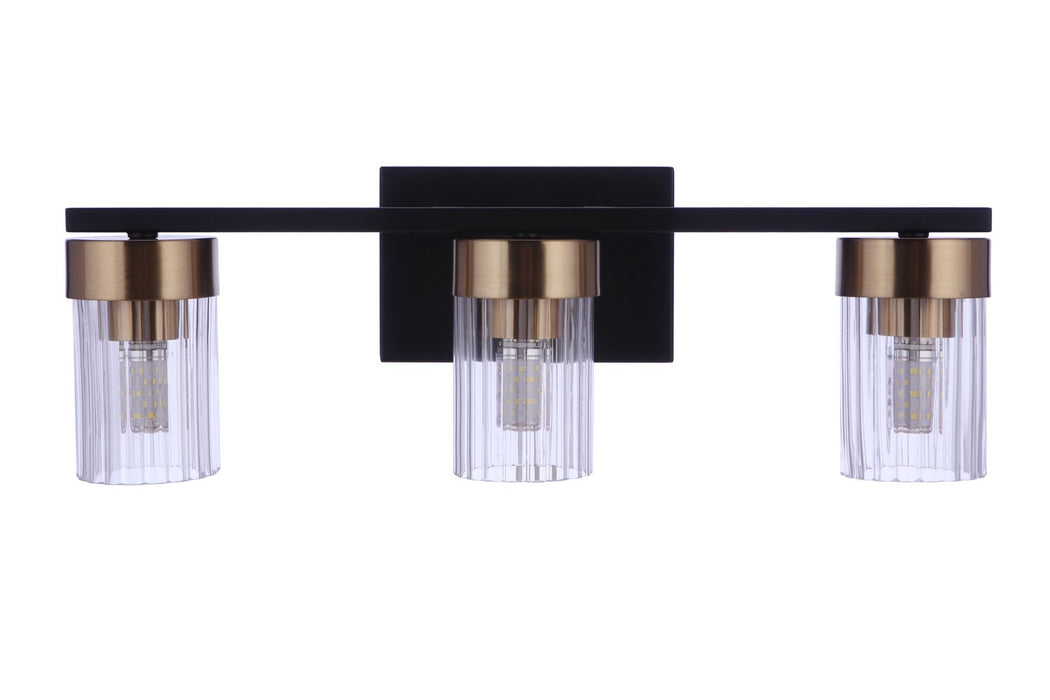 Bond Street 3-Light Vanity in Flat Black & Satin Brass - Lamps Expo