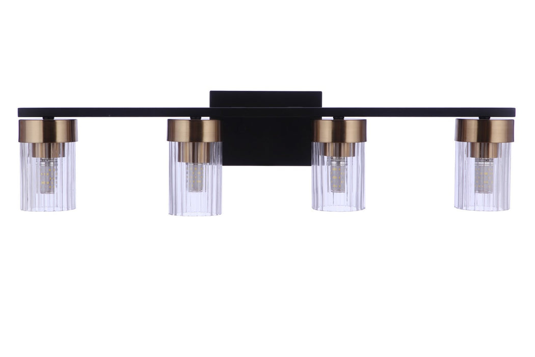 Bond Street 4-Light Vanity in Flat Black & Satin Brass - Lamps Expo