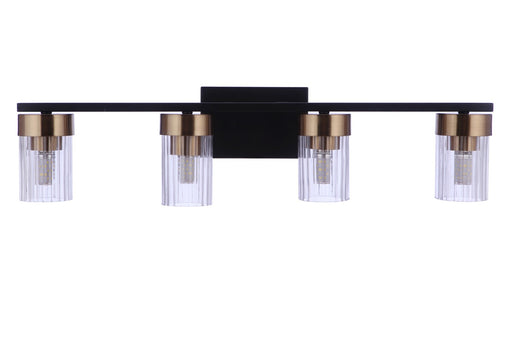 Bond Street 4-Light Vanity in Flat Black & Satin Brass - Lamps Expo