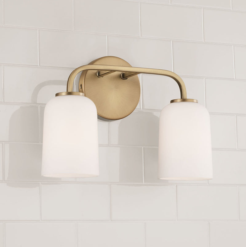 Lawson 2-Light Bath Vanity Light in Aged Brass