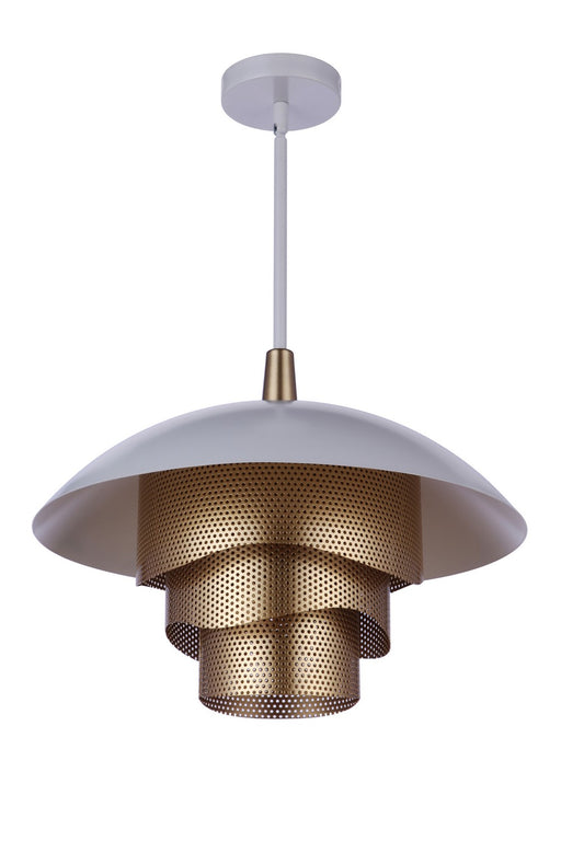 Sculptural Statement LED Pendant in Matte White/Matte Gold - Lamps Expo
