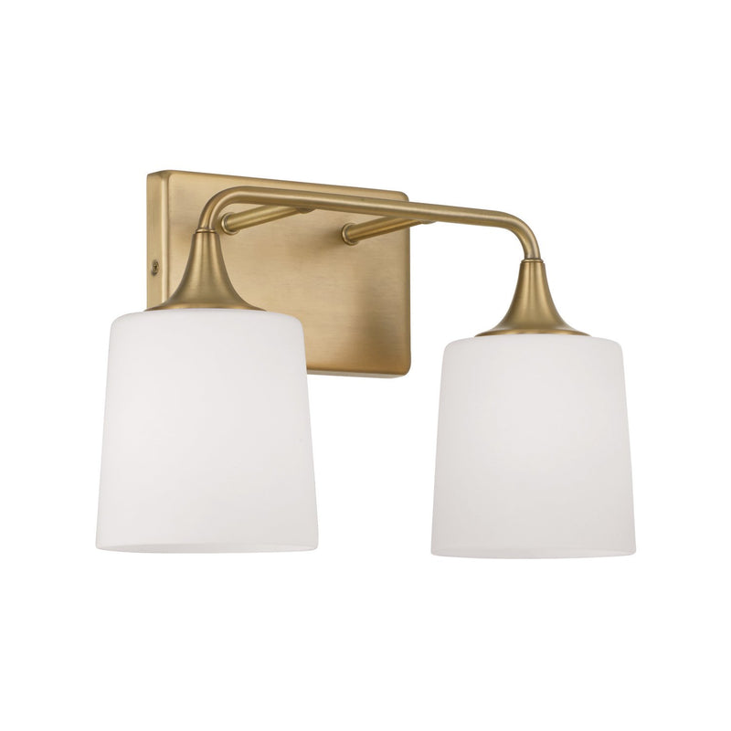 Presley 2-Light Bath Vanity Light in Aged Brass